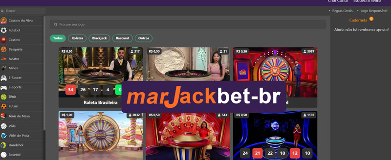 Jogos Disponíveis no Cassino Marjack Bet Brasil